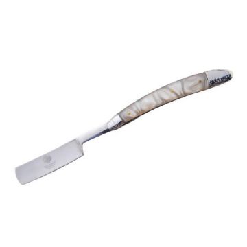 Wild Turkey Straight Razor White Pearl Handle Razor Folding Knife